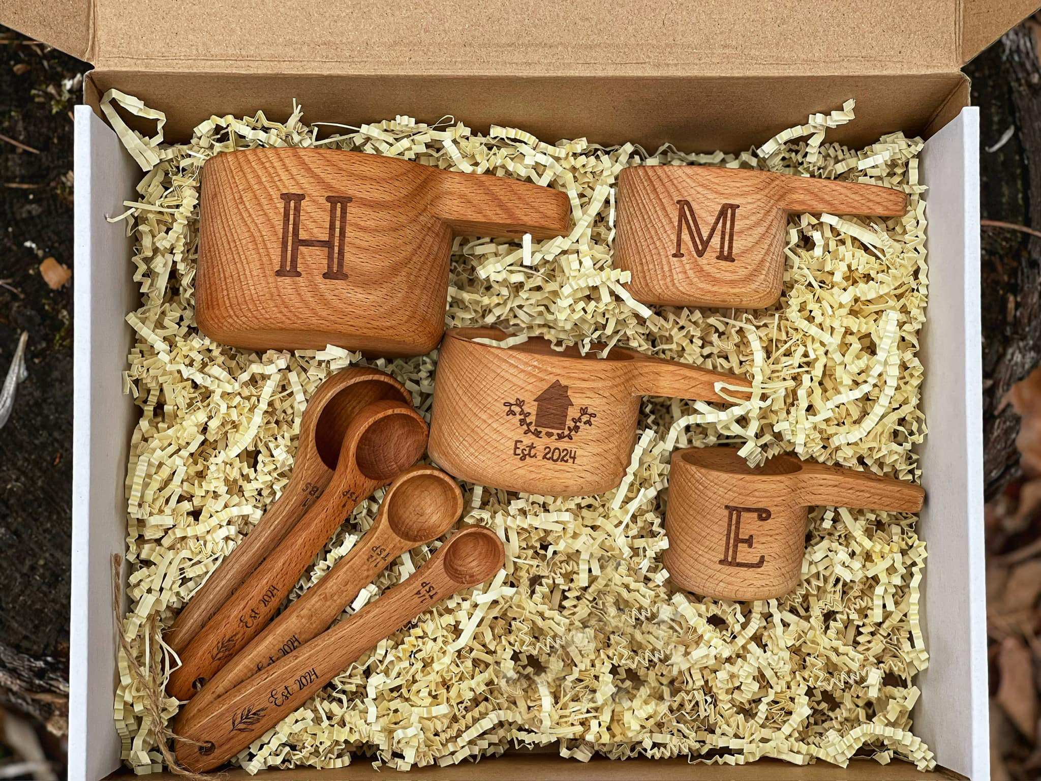 Juego de tazas y cucharas medidoras personalizadas