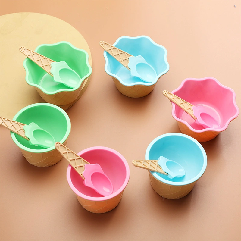 カスタムアイスクリームボウルとスプーンプラスチックかわいいアイスクリームカップ1