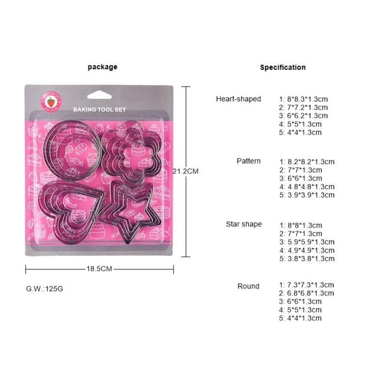 Toptan Yuvarlak Yıldız Çiçek Kalp Şekilli Kurabiye Kesici Set 5