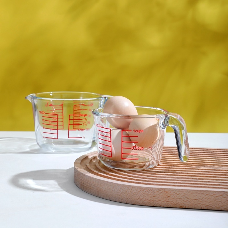 Custom Borosilicate Glass Measuring Cup With Raised Marking 5 4259