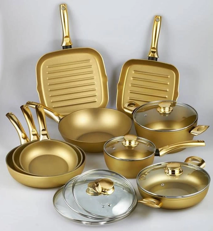مجموعة أواني طهي ذهبية خاصة للبيع بالجملة
