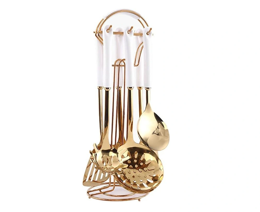 Rostfritt stål gyllene köksredskap