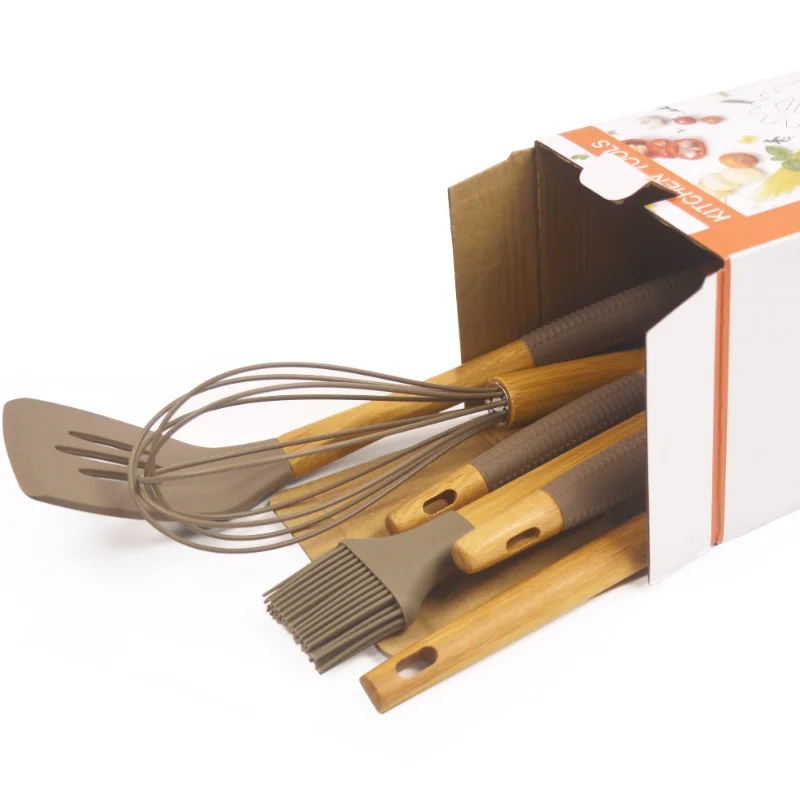 Set di 2 utensili da cucina in bambù e silicone personalizzati