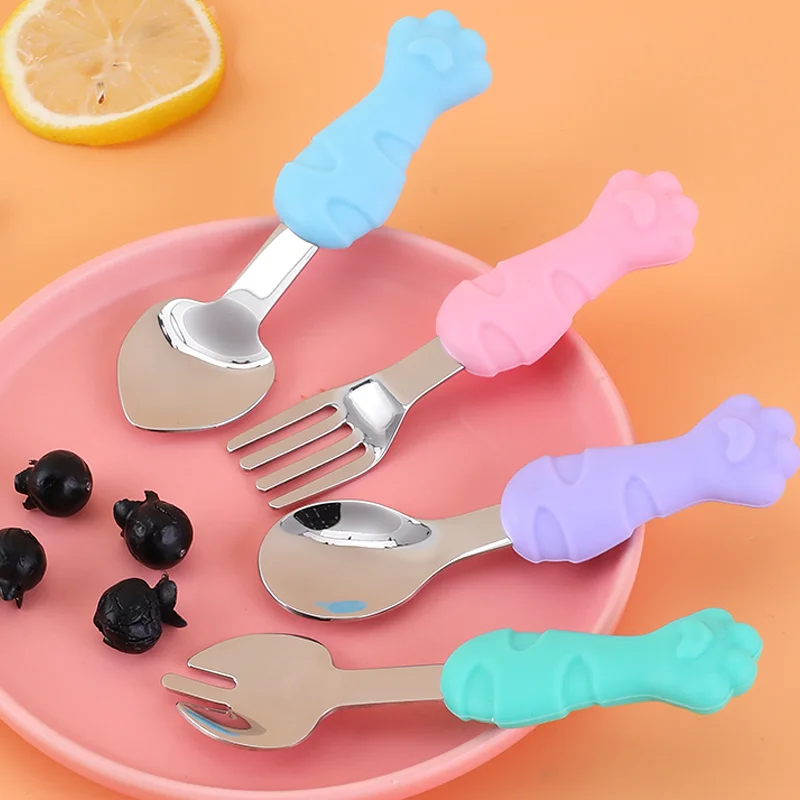 Bolalar uchun maxsus silikon vilkalar va qoshiqlar to'plami 3