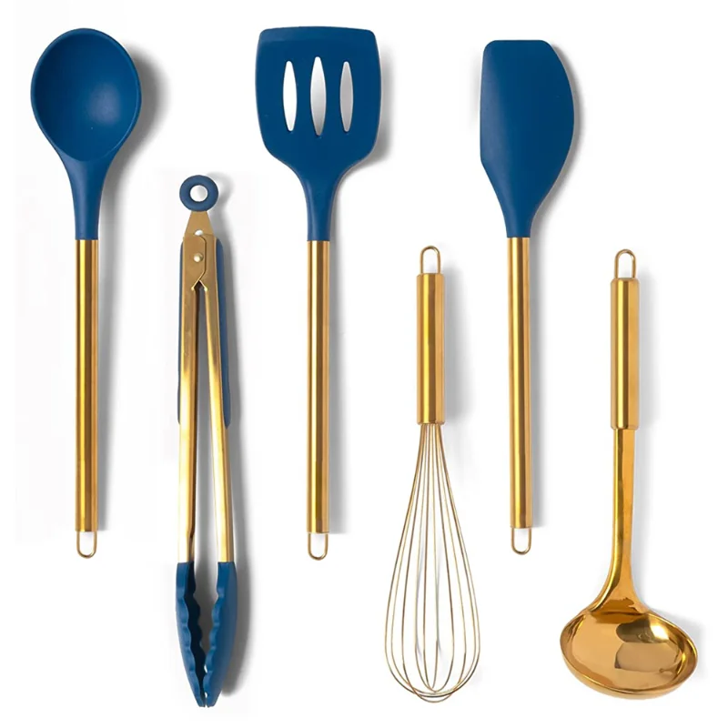 Altın Saplı Özel Silikon Mutfak Gereçleri 3