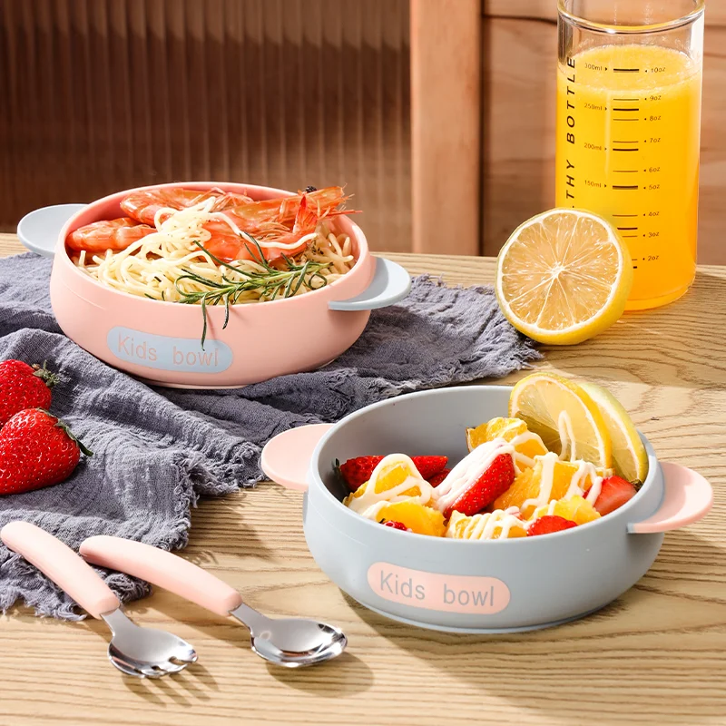 맞춤형 아기 수유 그릇 및 숟가락 실리콘
