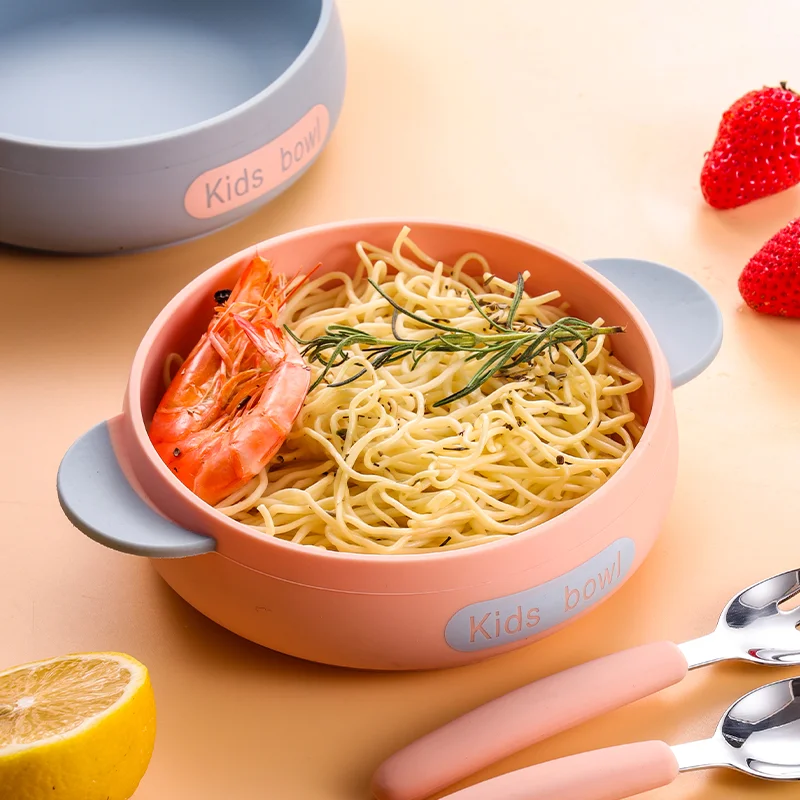 맞춤형 아기 수유 그릇 및 숟가락 실리콘 3