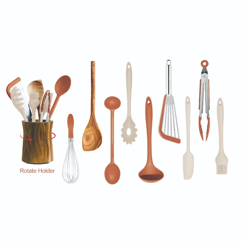Wholesale Custom Kitchen Utensils With Wooden Holder 2