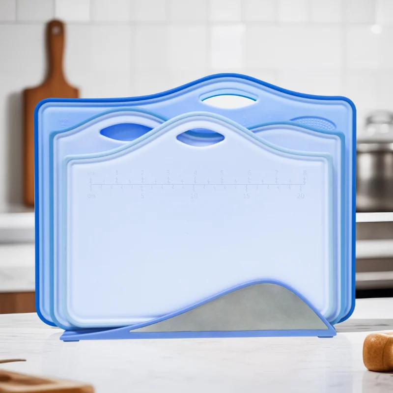 Juego de tablas de cortar de plástico al por mayor con soporte 2