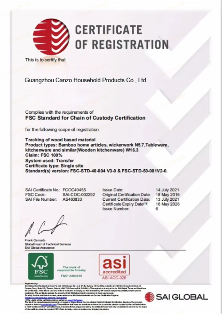 Wooden Kitchenware Certifications 2