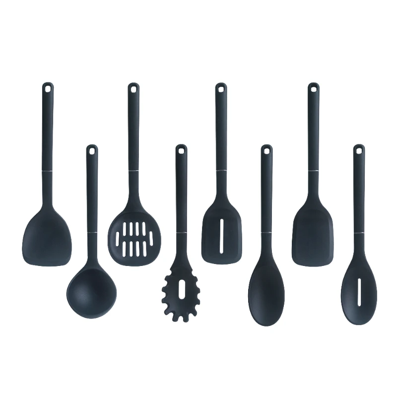 19 Piece Kitchen Cookware Set High Temperature Safe Silicone Cookware Black 1