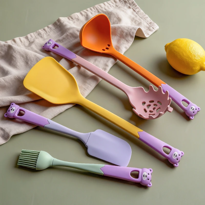 Anpassad silikon spatelborste spaghetti serveringsslev set om 5 2