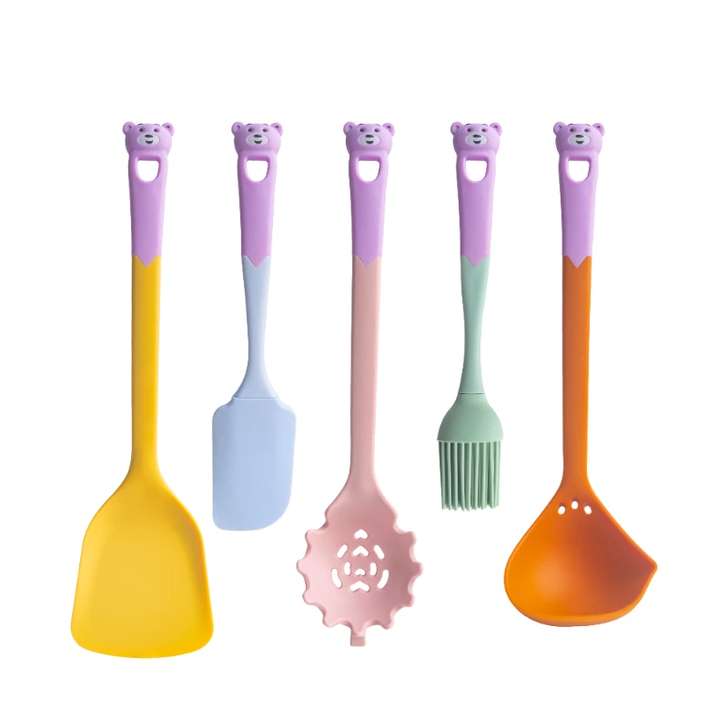 Custom Silicone Spatula Brush Spaghetti Server Turner Ladle Set Of 5