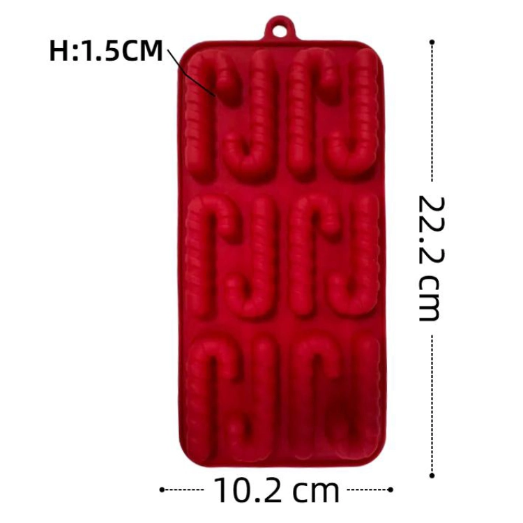 12 Delikli Noel Çubuğu Şeklinde Silikon Çikolata Kalıbı Tedarikçisi 1