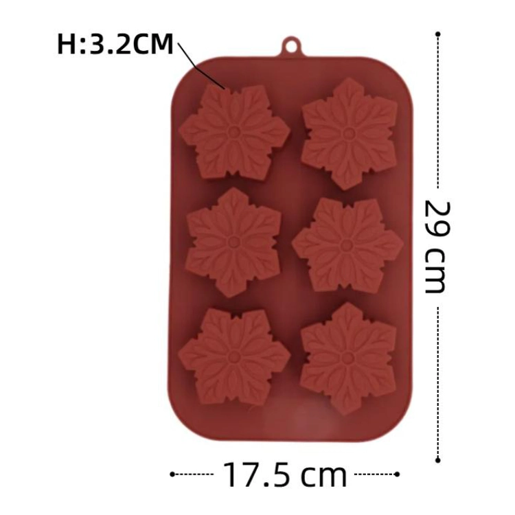 Özel 6 Delikli Kar Tanesi Şeklinde Silikon Çikolata Kalıbı 1