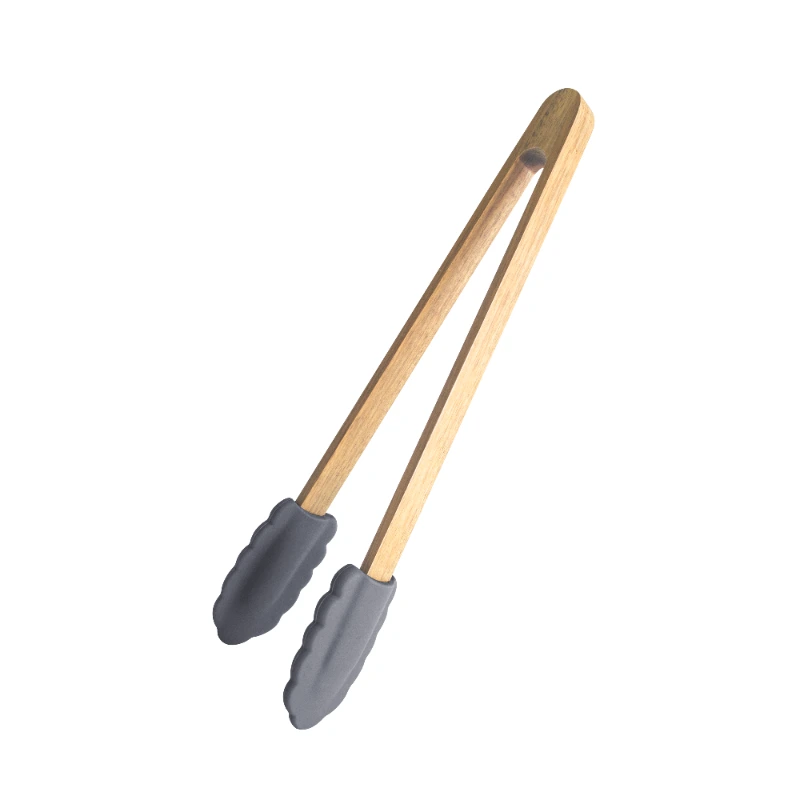Private Label Bamboo Serving Tongs With Silicone Tip