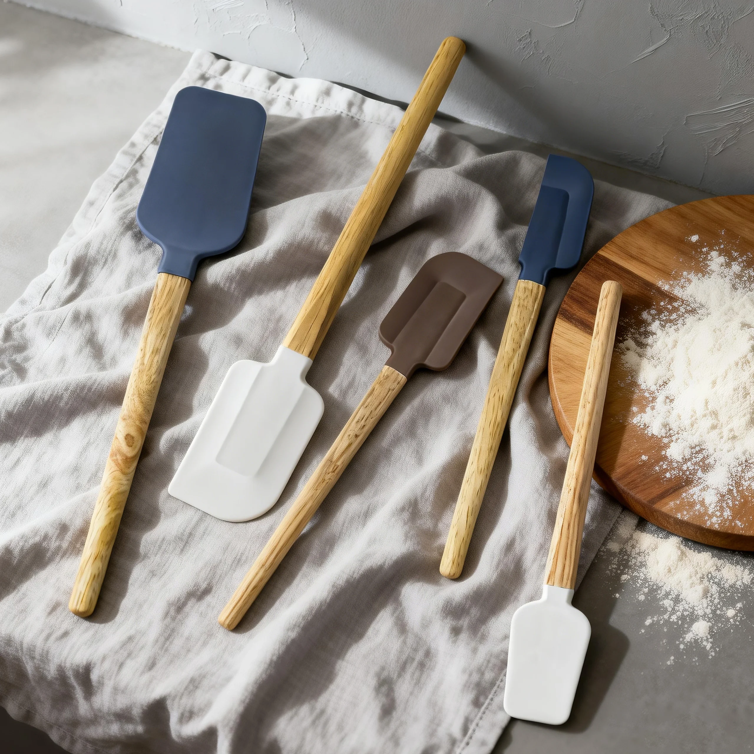Groothandel in siliconen spatels met houten handvat