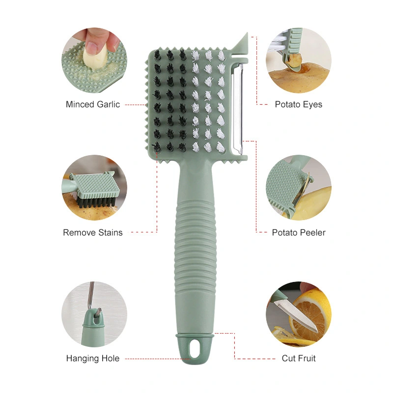 Pelador de cocina multifunción de marca propia con cepillo 2