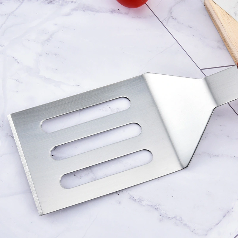 Wholesale Metal Grill Slotted Turner Spatula With Wooden Handle