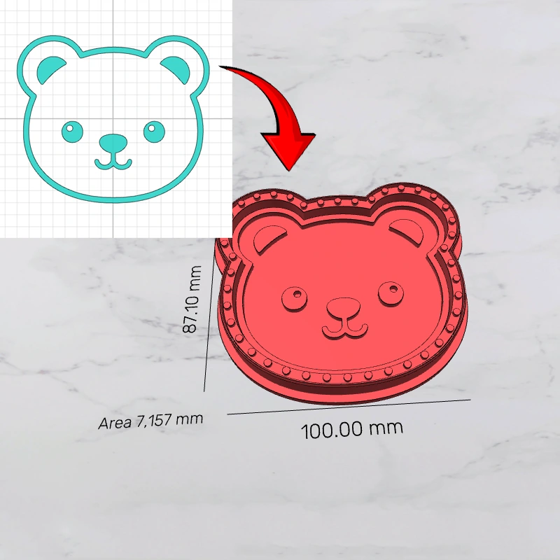 Personalisierter 3D-Druck-Sandwichversiegler in Bärenform aus Kunststoff